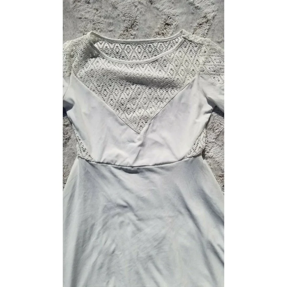 Tobi Knit Mesh Top‎ Quarter Sleeve White Dress XS
